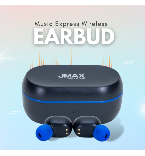 Jmax GYM Series-Blue-Music Express Wireless Earbuds with 20H Playtime |  300mAh Case Battery