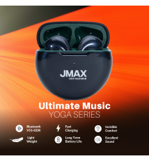 Jmax Yoga Series Black True Wireless Earbuds  | 22H Playtime | Stable Bluetooth Connection