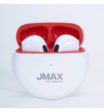 Jmax Yoga Series  (White-Red) Wireless Earbuds  | 22H Playtime| Stable Bluetooth Connection