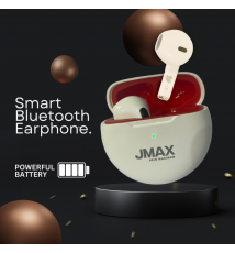 Jmax Yoga Series  (White-Red) Wireless Earbuds  | 22H Playtime| Stable Bluetooth Connection