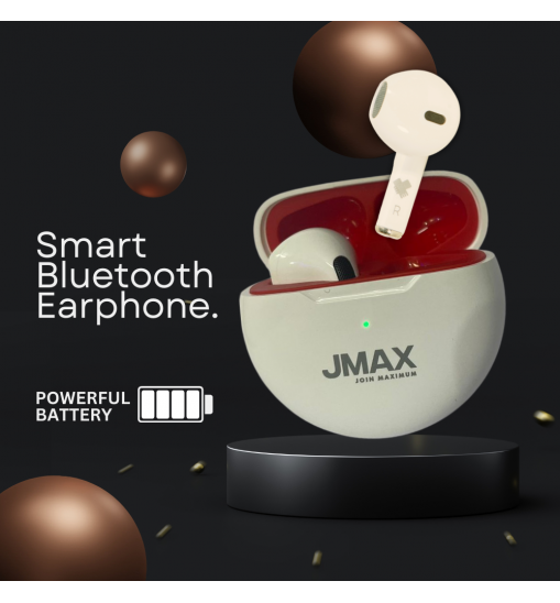 Jmax Yoga Series  (White-Red) Wireless Earbuds  | 22H Playtime| Stable Bluetooth Connection