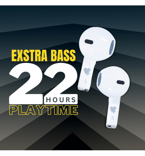 Jmax Yoga Series  (White-Red) Wireless Earbuds  | 22H Playtime| Stable Bluetooth Connection