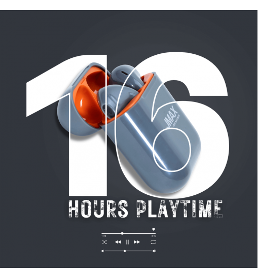 Jmax Run Series Grey Ture Bass Wireless Bluetooth Earbuds with16 Hour Long Playtime Jmax Run Series Grey Ture Bass Wireless Bluetooth Earbuds with16 Hour Long Playtime