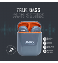 Jmax Run Series Grey Ture Bass Wireless Bluetooth Earbuds with16 Hour Long Playtime 