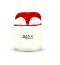 Jmax Run Series White Red Ture Bass Wireless Bluetooth Earbuds with16 Hour Playtime