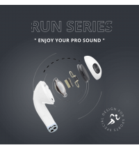 Jmax Run Series White Red Ture Bass Wireless Bluetooth Earbuds with16 Hour Playtime