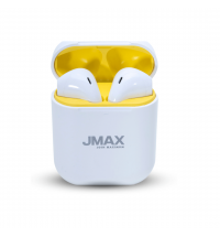 Jmax Run Series White Yellow Ture Bass Wireless Bluetooth Earbuds with16 Hour Playtime