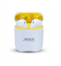 Jmax Run Series White Yellow Ture Bass Wireless Bluetooth Earbuds with16 Hour Playtime
