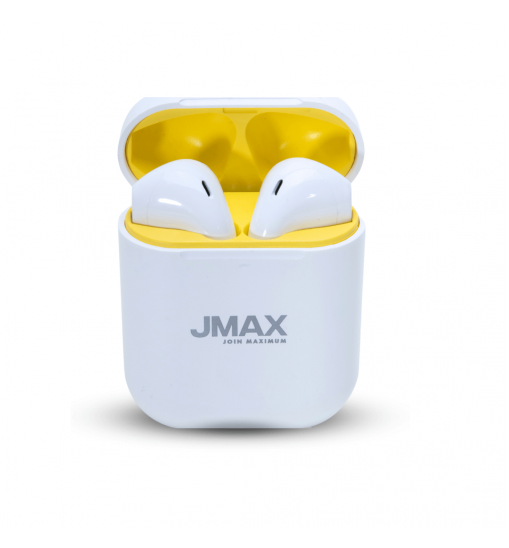 Jmax Run Series White Yellow Ture Bass Wireless Bluetooth Earbuds with16 Hour Playtime Jmax Run Series White Yellow Ture Bass Wireless Bluetooth Earbuds with16 Hour Playtime