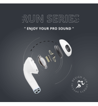 Jmax Run Series White Yellow Ture Bass Wireless Bluetooth Earbuds with16 Hour Playtime