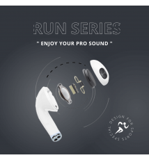 Jmax Run Series White Yellow Ture Bass Wireless Bluetooth Earbuds with16 Hour Playtime