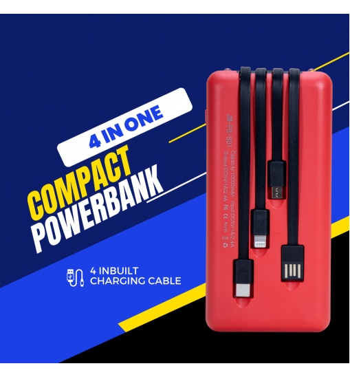 120 SARV Jmax Black10000mAh Power Bank Li Polymer 4 in 1 Fast Charging | Inbuilt 4 Output Cable 120 SARV Jmax Black10000mAh Power Bank Li Polymer 4 in 1 Fast Charging | Inbuilt 4 Output Cable