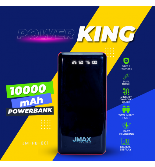120 SARV Jmax Black10000mAh Power Bank Li Polymer 4 in 1 Fast Charging | Inbuilt 4 Output Cable 120 SARV Jmax Black10000mAh Power Bank Li Polymer 4 in 1 Fast Charging | Inbuilt 4 Output Cable