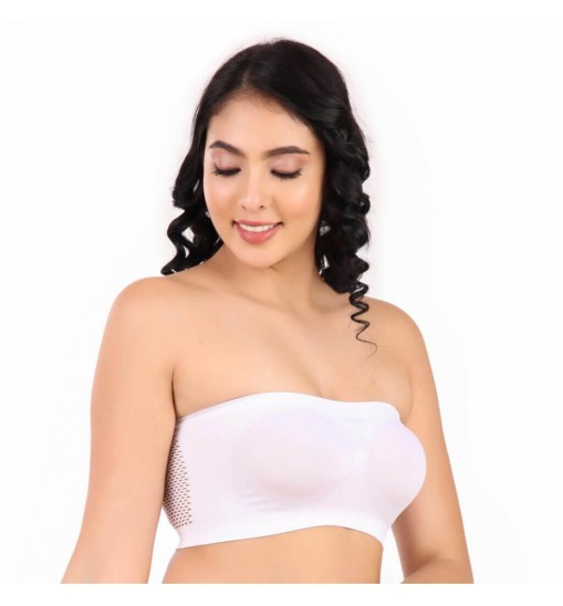 Fabstieve Women Free Size Tube Bra L-001 White Colour Fabstieve Women Free Size Tube Bra L-001 White Colour